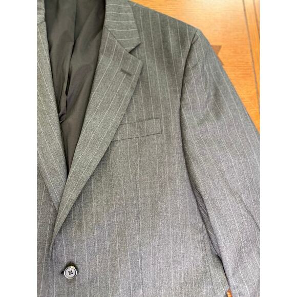 Lauren Ralph Lauren 100% Wool Gray Pinstripe 2 Button Blazer Academia Preppy 40L - Picture 12 of 13